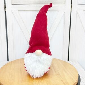 Christmas Gnome Head Plush Decor Red White Striped Sweater